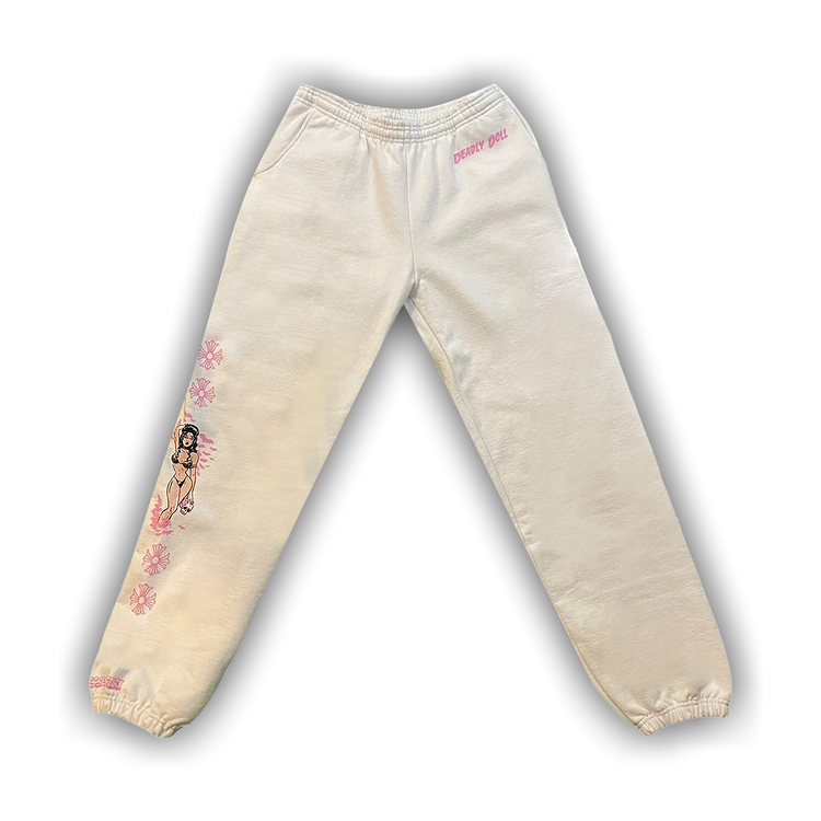 Chrome Hearts Deadly Doll Horseshoe White Sweatpants - SRM