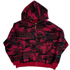 HMDD Red Camo Zip Up Hoodie