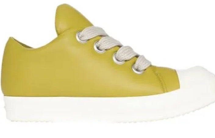 Rick Owen’s Padded Green Jumbo Lace Low Top Sneakers