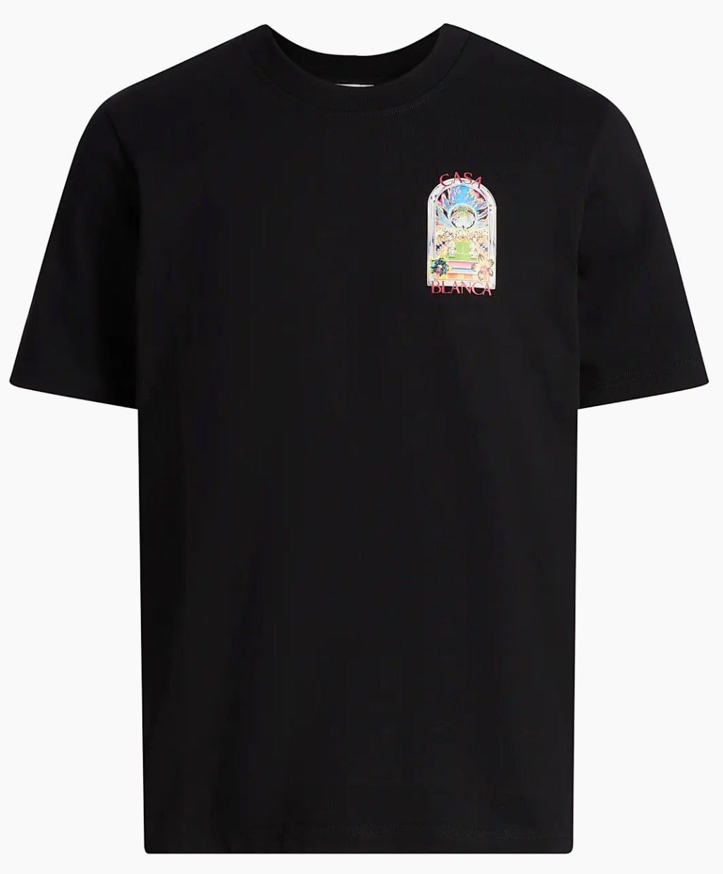 CASABLANCA Black Tennis Landscape Short Sleeve T‑shirt