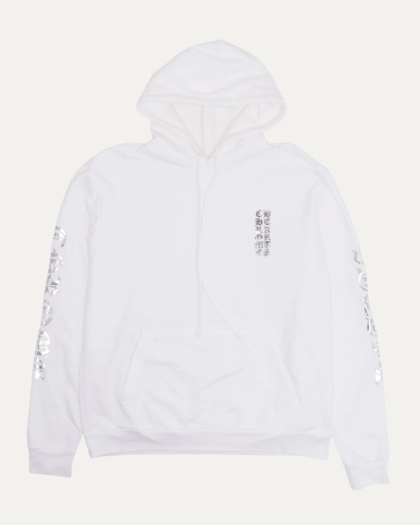 Chrome Hearts Vertical Logo Metallic White Hoodie
