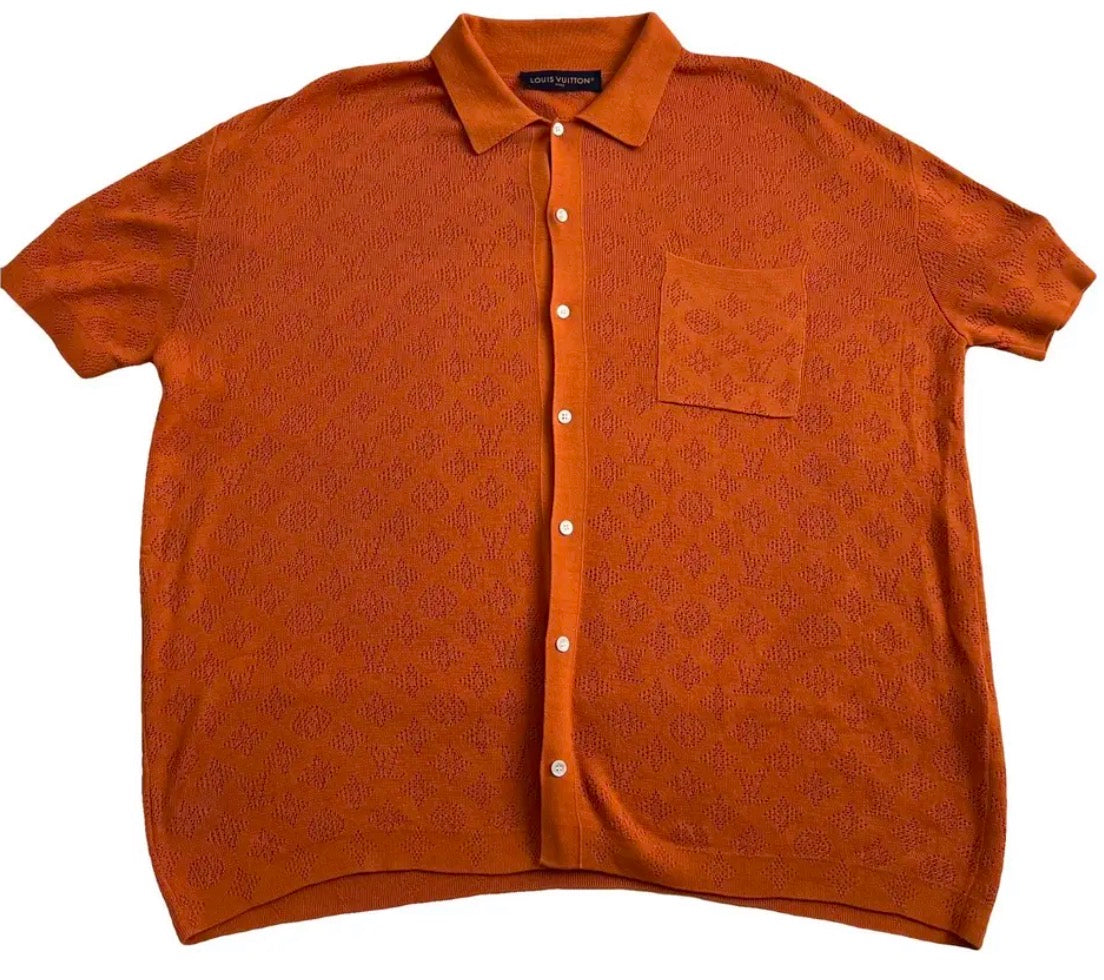 Louis Vuitton Orange Monogram Pointelle Shirt