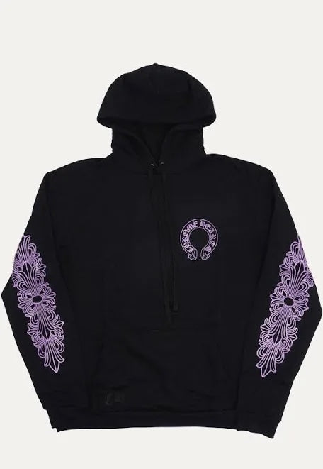 Friends and Family Horseshoe Logo Hoodie Black and purple
