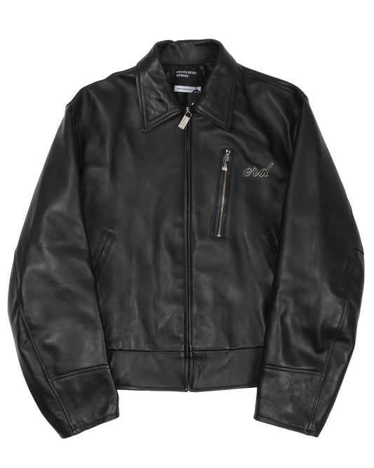 Enfants Riches Deprimes Black Embroidered Leather Jacket