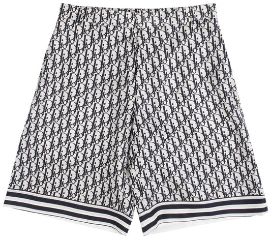 Dior Oblique Navy And Grey Silk Shorts