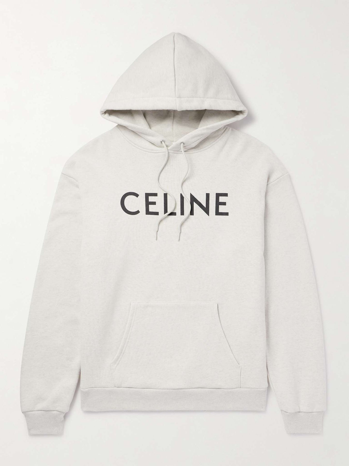 Celine White Logo-Print Cotton Hoodie