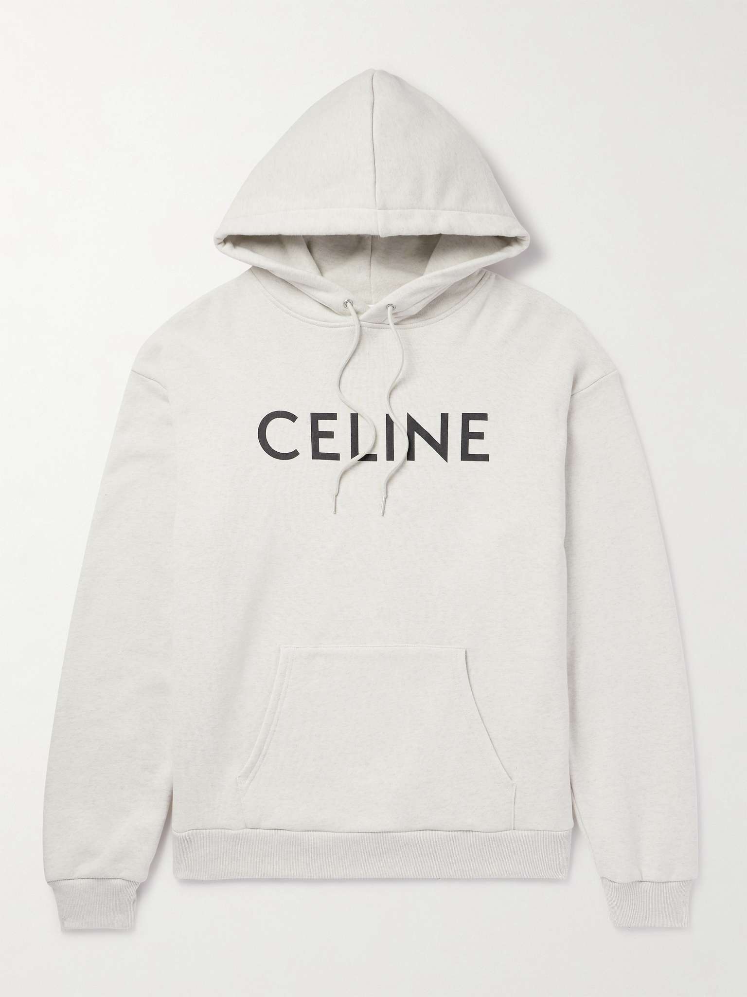 Celine White Logo-Print Cotton Hoodie