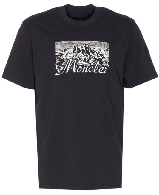 Moncler Black Mountain-Print Tee