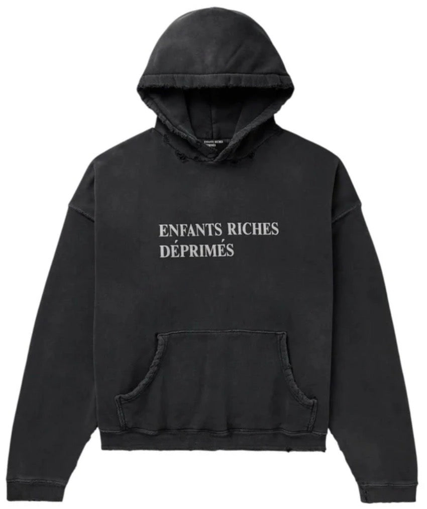 Enfants Riches Deprimes DISTRESSED LOGO HOODIE BLACK