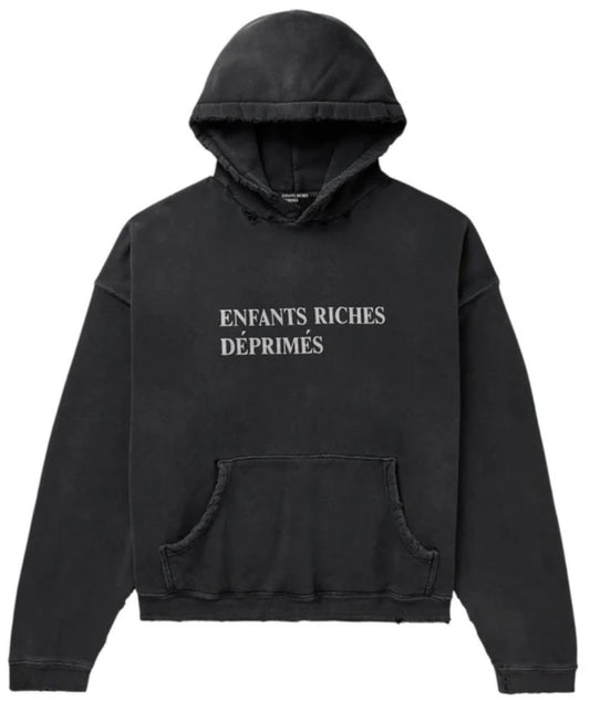Enfants Riches Deprimes DISTRESSED LOGO HOODIE BLACK
