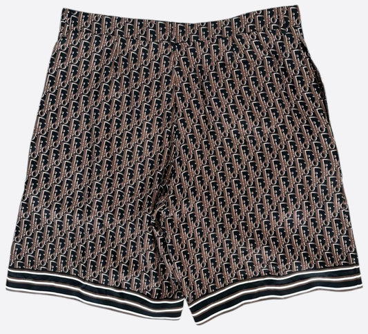 Dior Black & Brown Oblique Bermuda Silk Shorts