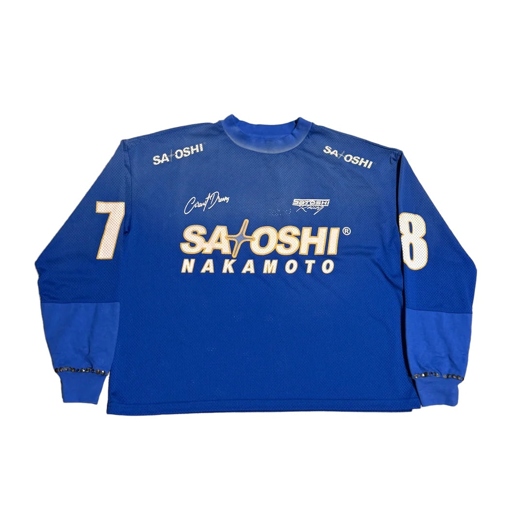 SATOSHI NAKAMOTO 'BLUE' MESH MOTO JERSEY