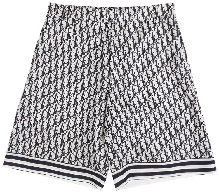 Dior Oblique Navy And Grey Silk Shorts