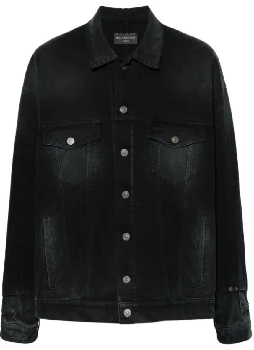 Balenciaga Black Washed Denim Jean Jacket