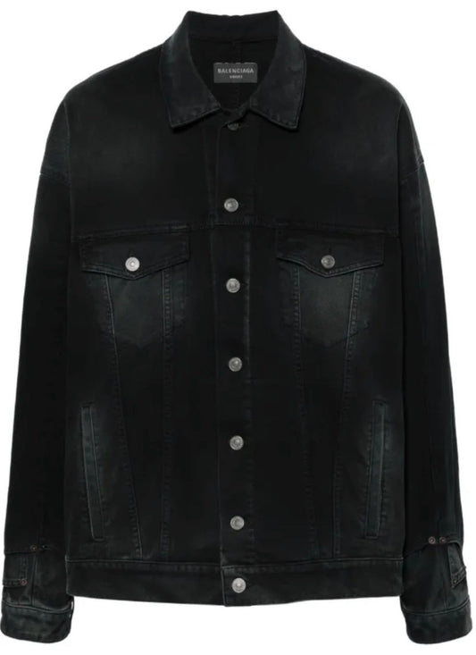 Balenciaga Black Washed Denim Jean Jacket