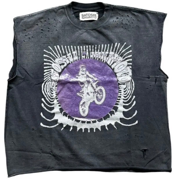Satoshi Nakamoto Globe Of Death Cutoff Tee